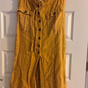Free People Golden Button-Front Skirt